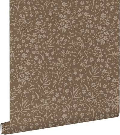 ESTAhome behang bloemetjes bruin - 50 x 900 cm - 131996