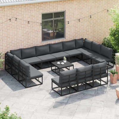 vidaXL - Tuinbank - Set - 13 - st - Zwart - Aluminium