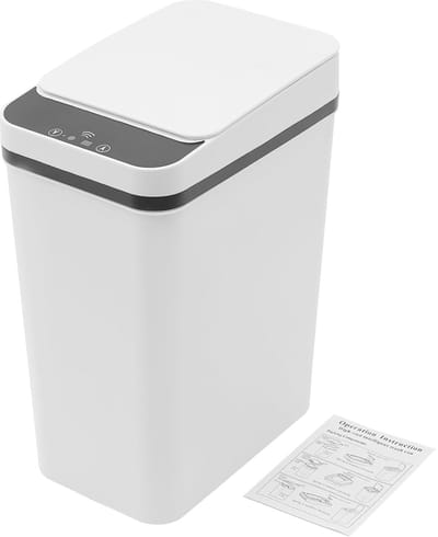 Vuilnisemmer met sensor - Prullenbak keuken - Hygiënisch afval scheiden - Contactloze bediening - 9 liter - Wit