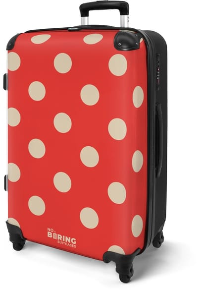 NoBoringSuitcases.com® - Koffer groot - Rolkoffer lichtgewicht - Rood stippen patroon - Reiskoffer met 4 wielen - Valies grote trolley XL op wieltjes - Harde reistrolley met TSA slot - 20 kg bagage - Reizen