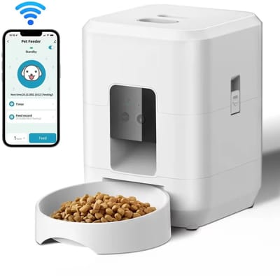 Pelor Automatische Voerbak Kat en Hond met App - Smart Pet Feeder Wifi Timer - Voerdispenser met LCD Display - Wit