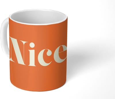 Mok - Koffiemok - Oranje - Gebroken wit - Nice - Mokken - 350 ML - Beker - Koffiemokken - Theemok