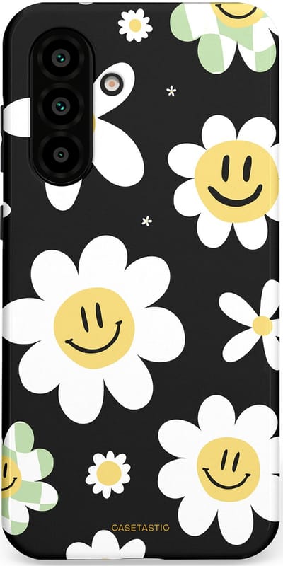 Casetastic hoesje geschikt voor Samsung Galaxy A36 / Samsung Galaxy A56 - Dubbellaagse bescherming - Vrolijke Madeliefjes - Fashion Case - Zwart Wit Grijs Goud
