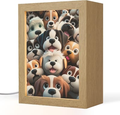 Nachtlampje 15x20 cm - Kinder lampje - Hond - Dieren - Patronen - Bruin - Meisjes - Jongens - Tafellamp kinderkamer - Slaapkamer lamp - Bedlamp kinderen - Kinderlampje stopcontact - Wandlamp babykamer - Nachtlampjes