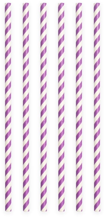 40 Papieren Rietjes Gestreept Paars - 6mm x 197mm - Set van 2 Pakjes (40 stuks) - Feestversiering verjaardag & themafeest