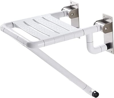Douchestoel Opklapbaar - Douchebank Wandmontage - Veilig Douchen - Ergonomisch Antislip Ontwerp - 43x39 cm - Wit