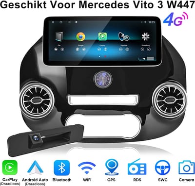 Junsun Autoradio Geschikt Voor Mercedes Vito 3 W447 2014-22 - Android 15 - 6GB+128GB - Achteruitrijcamera - Draadloze CarPlay & Andriod Auto - Bluetooth - GPS-navigatie - SWC - WiFi - 12,3 inch Touchscreen - DSP - 4G Lte - Octa-core processor