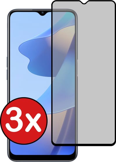 Screenprotector - 3 Stuks - Geschikt voor OPPO A16 - Privacy Filter - Beschermglas - Gehard Glas - Tempered Glass - Screen Protector
