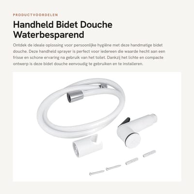 Dailygoods- Bidet Handdouche Set - Handdouche met Slang - Wandbeugel - Lichtgewicht - Ergonomisch - Waterbesparend