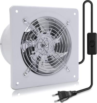 Stille Afzuigventilator met Schakelaar voor Raam en Badkamer (20 cm, 80W)