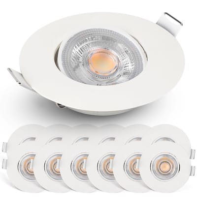 Spotjes Wit Dimbaar 12 stuks – Ultralage Inbouwdiepte - 480 Lumen – 2700K Warm Wit - 4.9W - 50° Kantelbaar - Emos Exclusive Inbouwspots Led