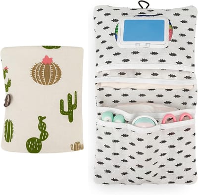 Draagbare en Herbruikbare Luiertas Organizer met Ruimte voor Doekjes en Accessoires - Cactus Design voor Moeders