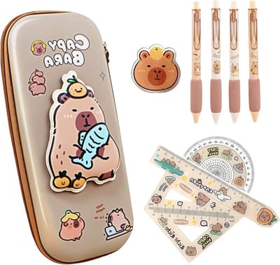 Schattige anti-stress etui met 4 leuke pennen, perfect voor school, cadeau-ideeën en kantoorbenodigdheden