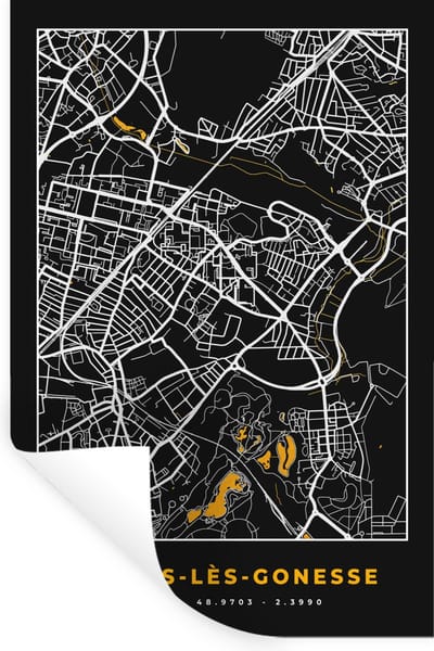Muurstickers - Sticker Folie - Kaart - Frankrijk - Stadskaart - Plattegrond - Garges-lès-Gonesse - 20x30 cm - Plakfolie - Muurstickers Kinderkamer - Zelfklevend Behang - Zelfklevend behangpapier - Stickerfolie