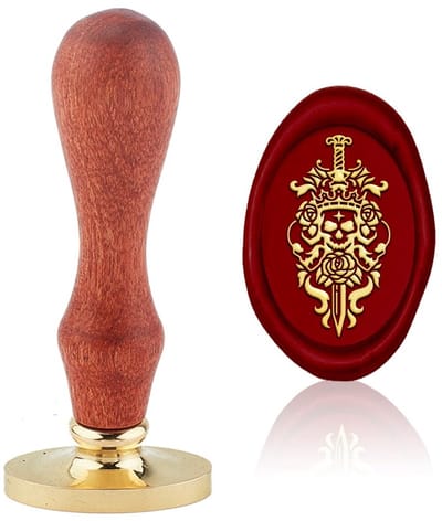 Dailygoods- Zegelstempel 3D-reliëf - Waszegelstempel - Messing Kop - Houten Handvat - Verwisselbare Enveloppen - Voor Halloween/Gothic Feest - Waszegel