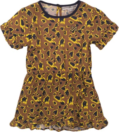 Koko Noko meisjes jurk panterprint Camel