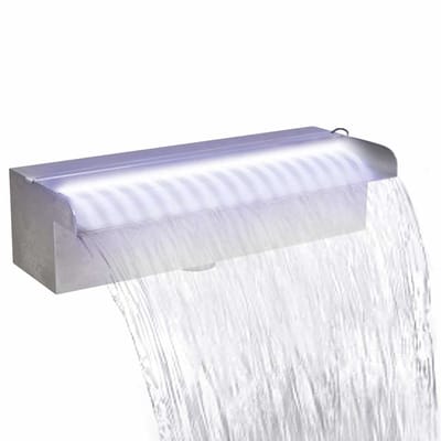 vidaXL - Zwembadwaterval - met - LED's - rechthoekig - 30 - cm - roestvrij - staal