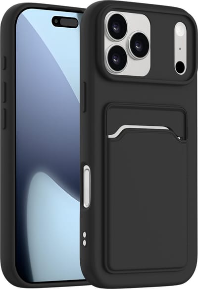 ShieldCase back cover hoesje met pasjeshouder geschikt voor iPhone 17 Pro Max (zwart) – sterke case met kaarthouder, premium bescherming en slank design