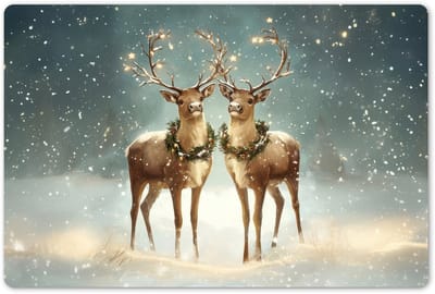 Placemats 45x30 cm - Placemat kunststof - 1 stuk - Kerstmagie - Winterwoud - Rendier - Borden onderleggers - Decoratie voor op tafel - Keuken tafeldecoratie accessoires - Vinyl onderlegger - Tafelversiering