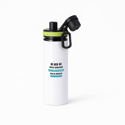Hacebo® - ik heb de meest geweldige bonusbroer van wereld (klopt, deze mok heb ik van hem) waterfles met draaidop groen - de meest geweldigste bonusbroer - verjaardagscadeau - verjaardag - cadeau - water fles - 850ML