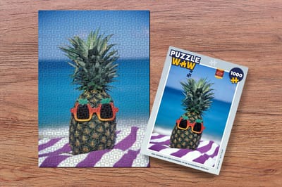 Puzzel Een ananas met een zonnebril op de Nederlandse Antillen - Legpuzzel - Puzzel 1000 stukjes volwassenen