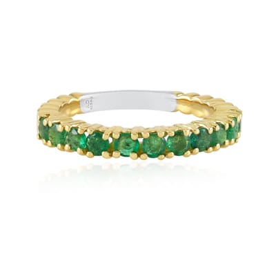 Cavill - Zilveren Ring met 11 Zambia Smaragden 0,594 ct - 925 Sterling Zilver Palladium - Ronde Slijpvorm - Elegante Edelsteenring