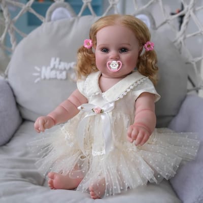 19 inch Realistische Premie Babypop met Geworteld Haar - Vinyllichaam, Anatomisch Correct, Ideale Cadeau voor Kinderen en Verzamelaars