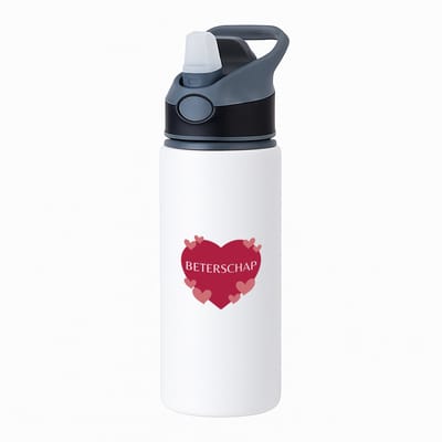 Hacebo® - Beterschap hartje en kleine hartjes waterfles met rietje zwart - Beterschap - iemand die ziek is of iets gebroken heeft - ziek - koorts - snel beter worden - cadeau - beterschap cadeau - kado - gift - geschenk - water fles - 650ML