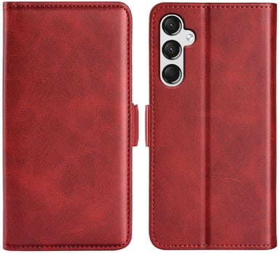 MobyDefend Hoesje - Geschikt voor Samsung Galaxy A15 - Luxe Wallet Book Case (Sluiting Zijkant) - Rood