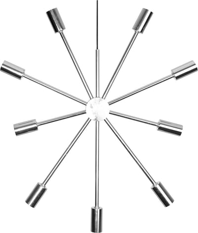 Star Trading Zilveren metalen ster 'Pix' voor 9 x E14 lampen, moderne hanglamp, netvoeding, Ø 50cm