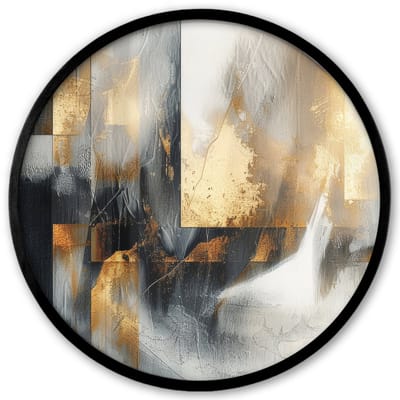 Poster in lijst Rond - Fotolijst 40x40 cm - Posters - Kunst - Goud - Zilver - Abstract - Ronde posterlijst zwart - Decoratie - Wanddecoratie woonkamer - Muurdecoratie slaapkamer