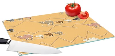 Glazen Snijplank - 39x28 - Kameel - Woestijn - Patronen - Kinderen - Snijplanken Glas