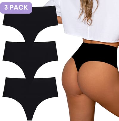 Naadloze High waist string voor Dames - Naadloos ondergoed dames - Maat M - Zwart - Set van 3 - Ultrazacht - Naadloos ondergoed dames - Seamless ondergoed dames - Invisible string - Naadloze string