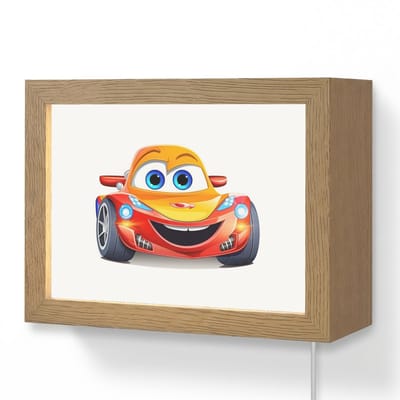 Wandlamp 20x15 cm - Oplaadbaar - Raceauto - Oranje - Jongens - Kinderen - Auto - Wandlampen binnen woonkamer - Slaapkamer lamp met kabel - Decoratieve nachtlamp - Vloerlamp snoer