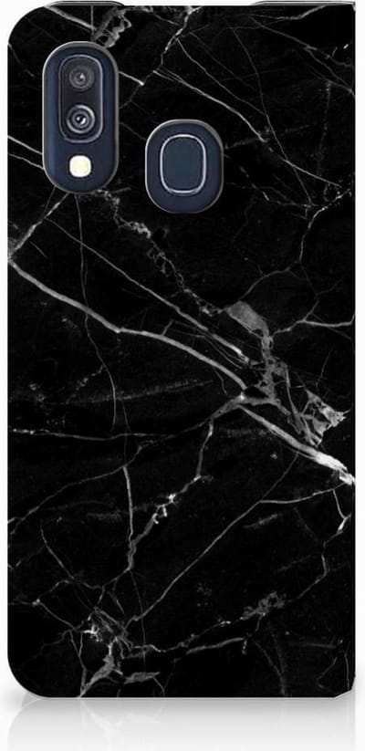 Samsung Galaxy A40 Standcase Marmer Zwart - Origineel Cadeau Vader