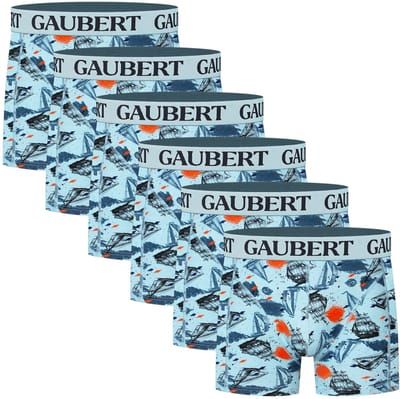 Boxershorts met print | Katoen | Merk: Gaubert | Kleur: Blauw | Schepen | Heren | 6 stuks