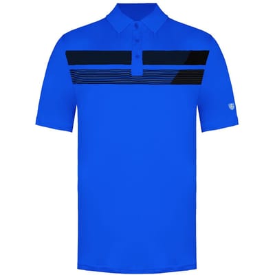Island Green Asymetric Print Heren Blauw Golf Poloshirt