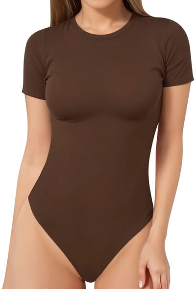 Livano Bodysuit Dames - Jumpsuit - Corrigerend Ondergoed - Body plunge - Lingerie - Setje Vrouwen - Koffie - Maat XS