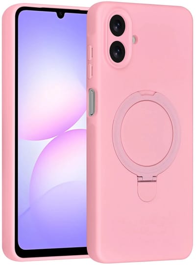 Backcover Hoesje Geschikt voor: Samsung Galaxy A07 Volledig Dekkende Schokbestendige Siliconen Backcover met Ringstandaard – 360° Bescherming - Sakura Pink