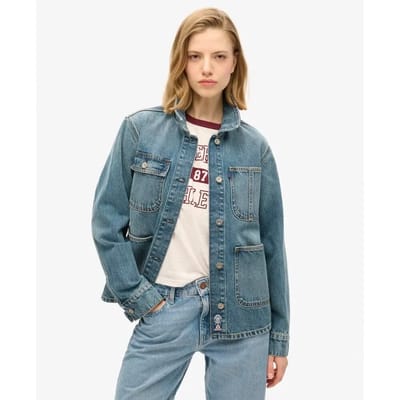 Superdry Chore Jack van Spijkerstof met Borduursel Donkerblauw Grootte: 38