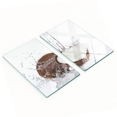 Decoratieve snijplanken van gehard glas, kokosnootkleur, 2x30x52 cm