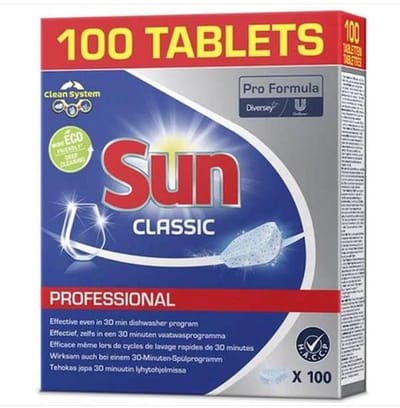 Sun Vaatwastabletten - 100 Stuks - Sun Classic Professional - Pro Formula - Effectief - Werkt Zelfs In Een 30 Minuten Vaatwasprogramma - Vaatwasser - Keuken - Afwas Tabletten