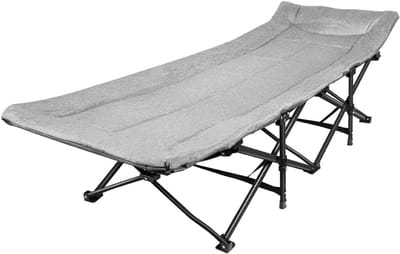 Opvouwbaar Kampeerbed - Vouwbed Logeerbed - Ontspannen Buiten - Gepatenteerde Stabiliteit Structuur - 190 cm - Grijs