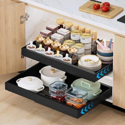 Uitbreidbare Keukenlade, Verstelbare Breedte 32-52cm, Ideale Keuken Organizer, Trekbare Opberglade met Nano Film voor Efficiënte Ruimtebesparing
