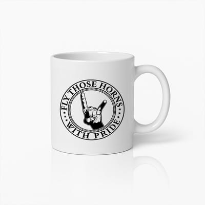 Rockmuziek Mok 330ml – Fly Those Horns with Pride Koffiebeker – Heavy Metal Cadeau voor Muziekliefhebbers
