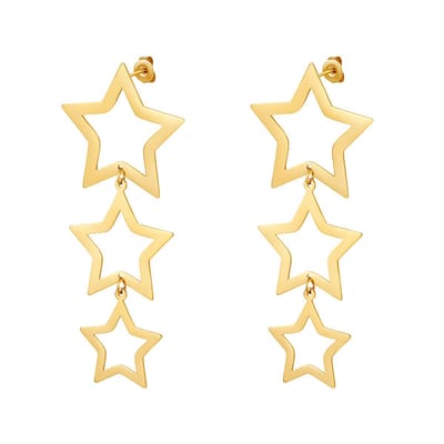 Yehwang Oorbellen - Sterren - Goudkleurig - Stainless Steel - Drie Sterren