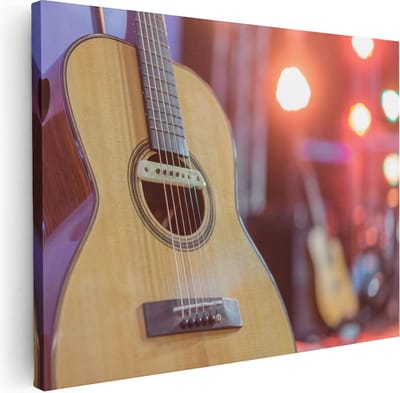 Artaza Canvas Schilderij Akoestische Gitaar - 40x30 cm - Klein - Muurdecoratie Muziek - Wanddecoratie Woonkamer - Kamer Accessoires