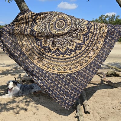Lindian style - XL strandlaken - tweepersoons Strandkleed - XL strandlaken - Blauw wit gestreept