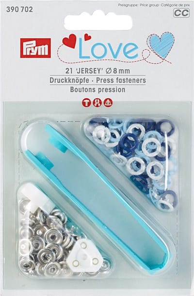 Prym Love Drukknopen Jersey Color 8 mm lichtblauw/blauw/wit 21 st. - Drukknopen Jersey - Prym