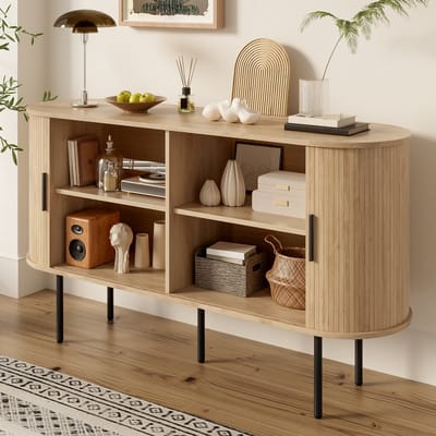 Moderne dressoir met rolluikdeur - geschikt als multifunctionele opbergkast voor woonkamer - eetkamer en modern interieur